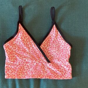 John Galt/Brandy Melville Amara Cheetah Pink black spaghetti straps crop top